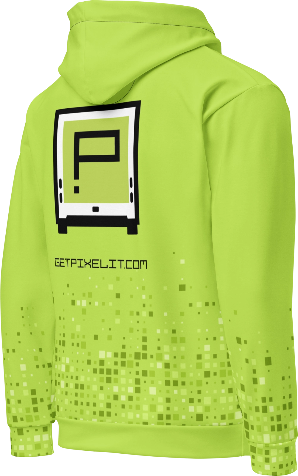 PIXELIT Neon Green Brand Hoodie (Back)