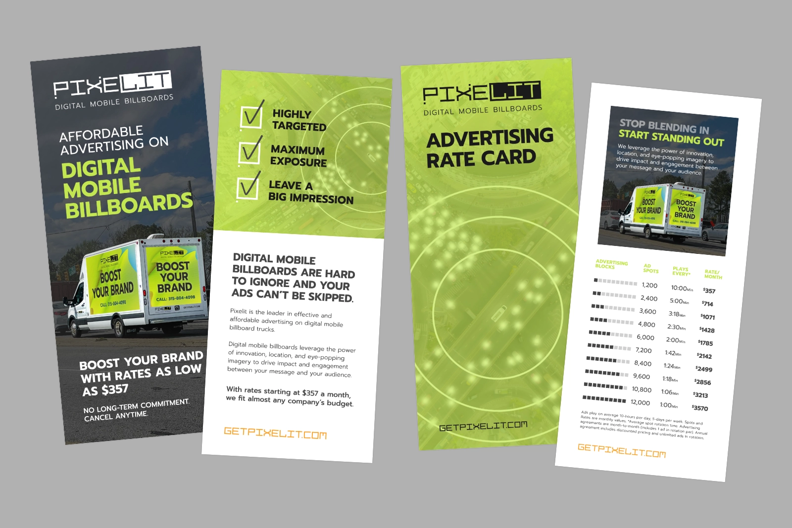 PIXELIT Rack Card and Rate Card Designs